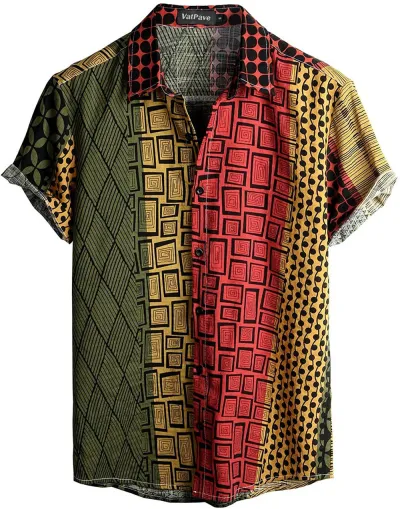 Men Fashion Street Tide Stripe Cardigan Lapel Short Sleeve Shirt