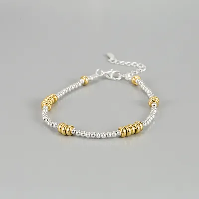 Women's Fashion Simple Sterling Silver Beaded Bracelet