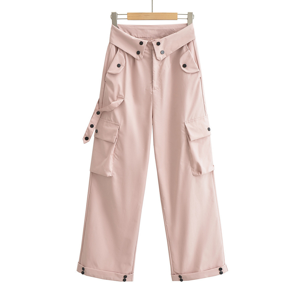 Wholesale Women Casual Solid Color Loose Street Cargo Pants