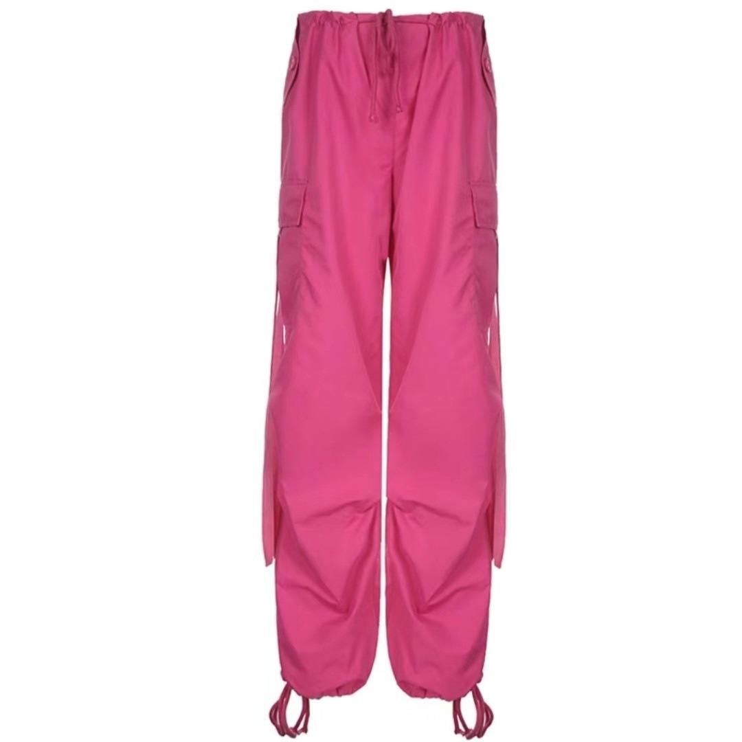 【U LAN】Color matching cross string nylon pants Side Snap Nylon Pants - Mauve | mnml | shop now