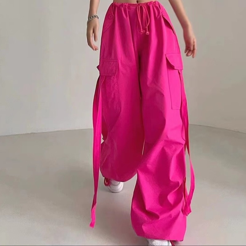 【U LAN】Color matching cross string nylon pants Coloring cross string nylon pants - U LAN