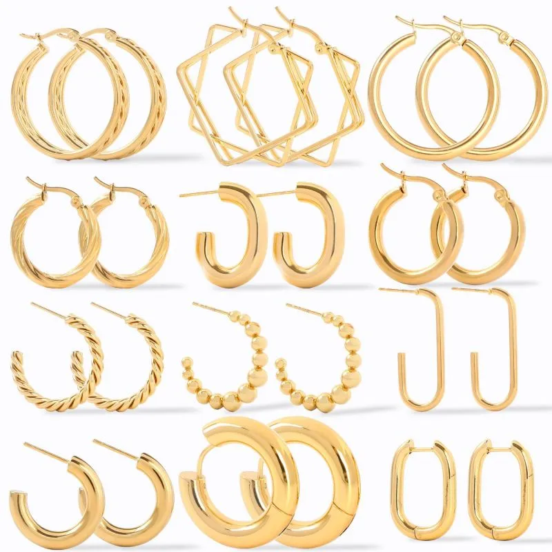 Women's Fashion Geometric Round Stainless Steel Earrings