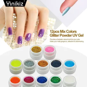Yinikiz Women Fashion Glitter Painted Fine Powder Sequins Nail Glue 8ml
