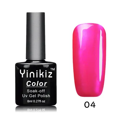 Yinikiz Women Fashion Titanium Gold Red Mirror Metal Nail Polish Glue 8Ml