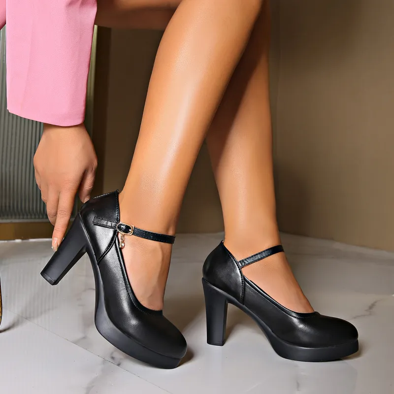 Women rubber shoes Elegant High Heels Business Attire Shoes Platforms Low  Heel Shoes Women High heel