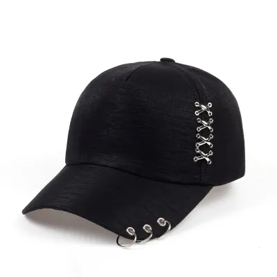 Neutral Fashion Solid Color Metal Cross Iron Ring Sunshade Cap