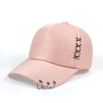 Neutral Fashion Solid Color Metal Cross Iron Ring Sunshade Cap