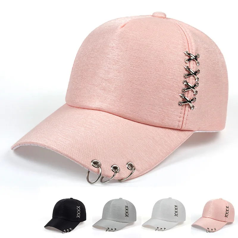Neutral Fashion Solid Color Metal Cross Iron Ring Sunshade Cap