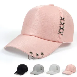 Neutral Fashion Solid Color Metal Cross Iron Ring Sunshade Cap