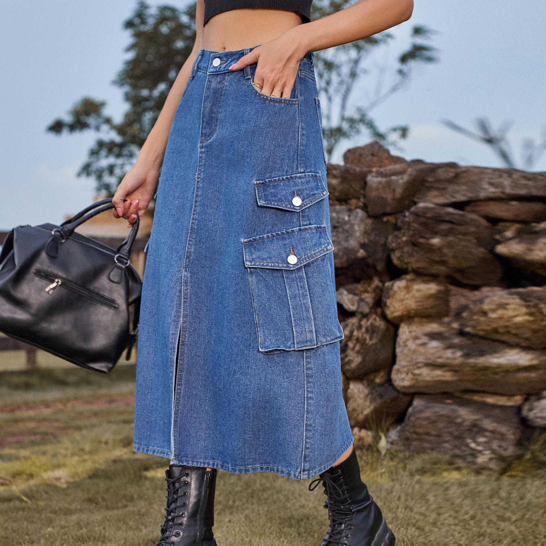 Wholesale Women Fashion Sexy Front Split Pockets Defined