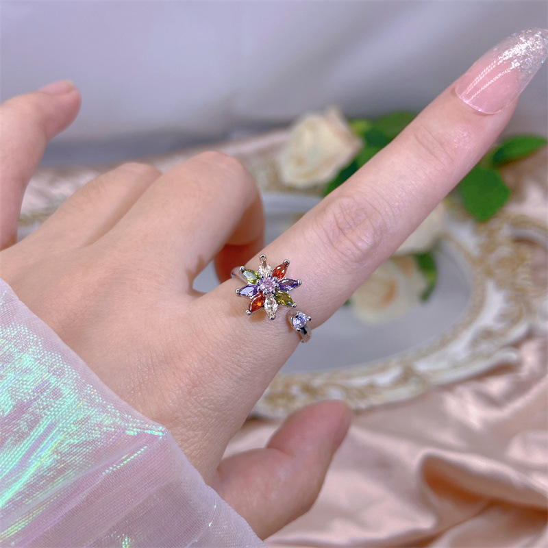 ☆TATIANA☆ Ethnic Flower Bold Ring CR1804 Tatiana Ring Gold with 1.23ct Black Opal