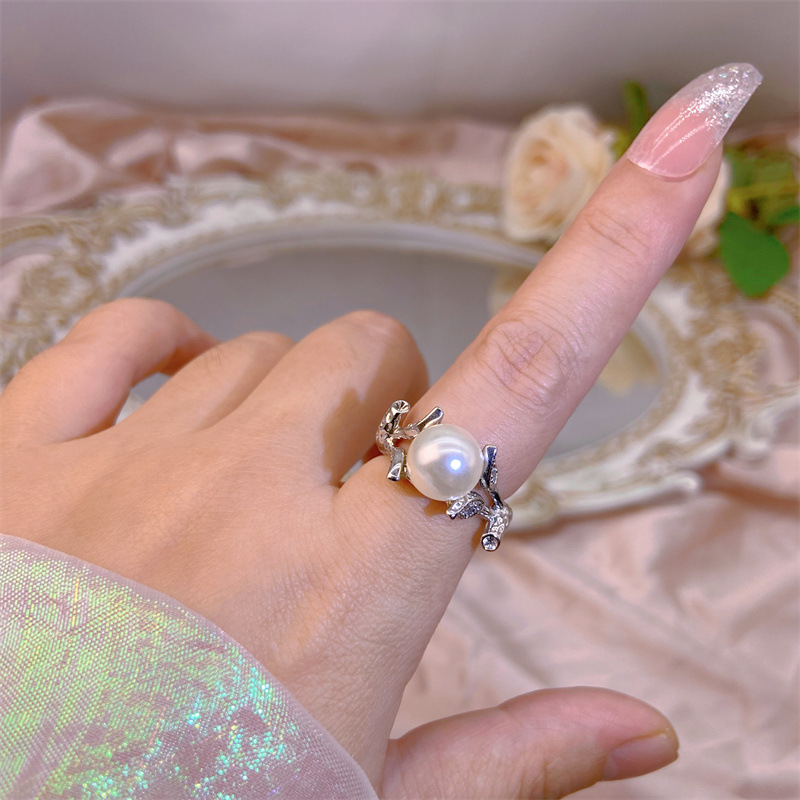 ☆TATIANA☆ Dangle Petite Pearl RingCR0509 Vintage 16mm Shell Pearl Ring | Tahitian Pearl Ring Open