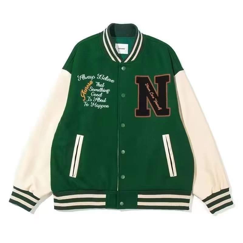 TheFound Women Casual Baseball Jacket Vintage Letter Print Crop