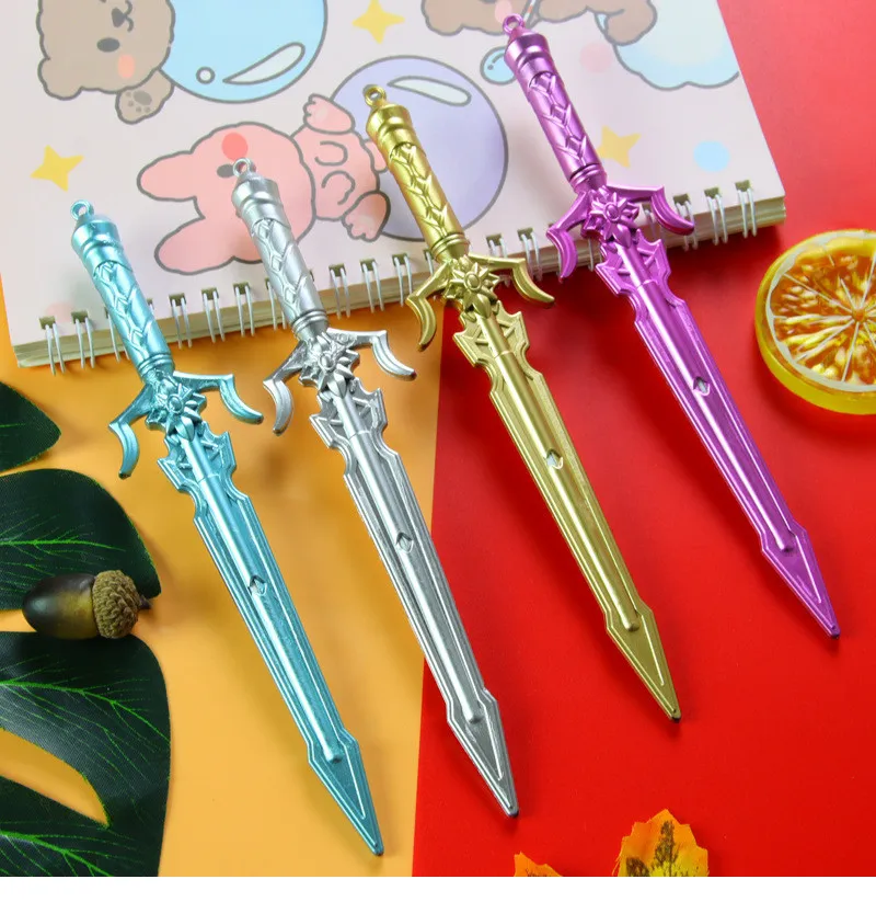 50PCS Cartoon Gel Pen Cute Sword Weapons Black Ink Pen Creative Big Sword  Cool Gel Pen