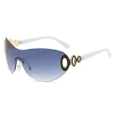 Women Y2K Fashion All-In-One Large Frame Sunglasses with Shaped Mirror Lens