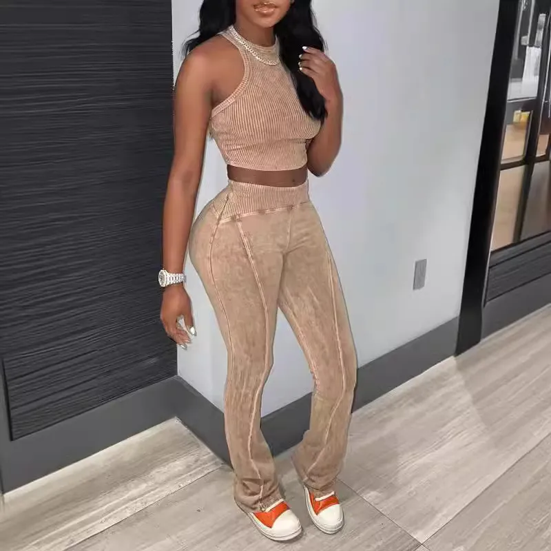 Women Street Hipster Printed Tanks And Pant 2PCS Set