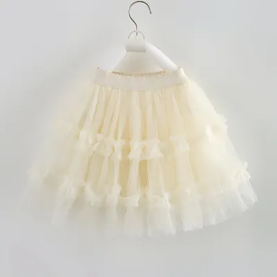 Girls Solid Color Mesh Tutu Skirt Princess Dress for Kids 3-14T