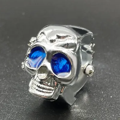 Unisex Vintage Skull Flap Mini Ring Watch Stainless Steel Band