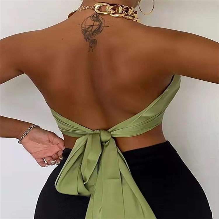 Wholesale Women Fashion Sexy Chain Halter Neck Lace Up