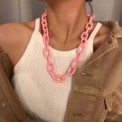 Women Fashion Simple Acrylic Chain Necklace