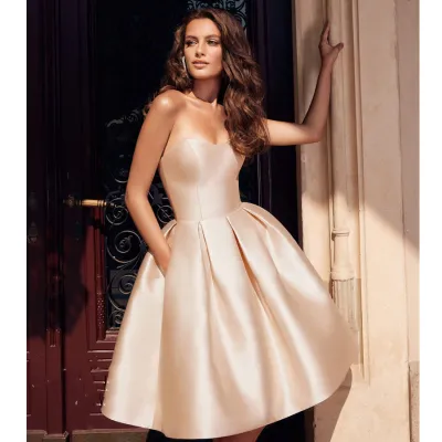 Women Elegant Strapless Evening Gown