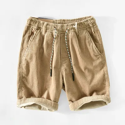 Men Fashion Loose Casual Corduroy Cargo Bermuda Shorts
