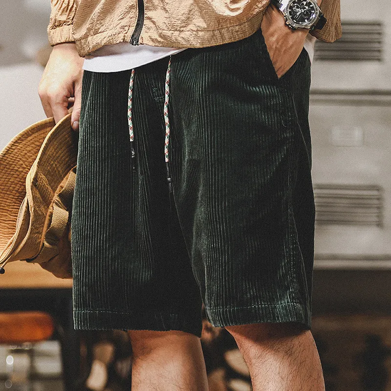 Men Fashion Loose Casual Corduroy Cargo Bermuda Shorts