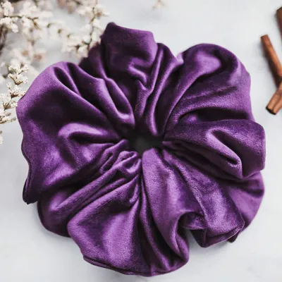 Autumn Winter Women Fashion Velvet Solid Color Large Intestine Hair Ring