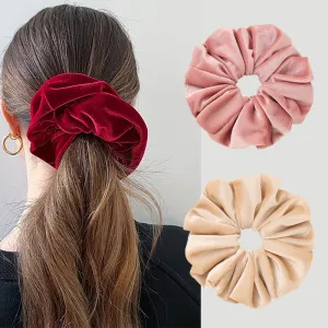 Autumn Winter Women Fashion Velvet Solid Color Large Intestine Hair Ring