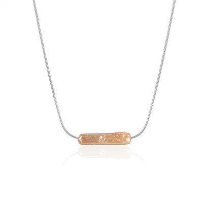 Women's Fashion Sterling Silver Natural Pearl Baroque Small Strip Necklace