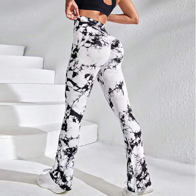 【HI FI FNK】Draw Dyeing Curved Pants Wholesale Women Fashion Tie Dye Print High Waist Flare