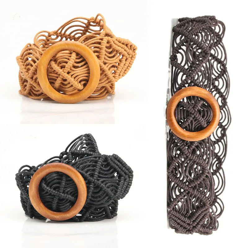 Women's Fashion Casual Versatile Woven Belt with Alloy Buckle