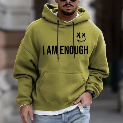 Men Spring Autumn Casual Commuter Letter Print Plus Size Hoodies