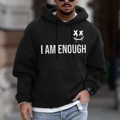 Men Spring Autumn Casual Commuter Letter Print Plus Size Hoodies