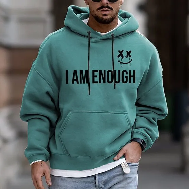 Men Spring Autumn Casual Commuter Letter Print Plus Size Hoodies