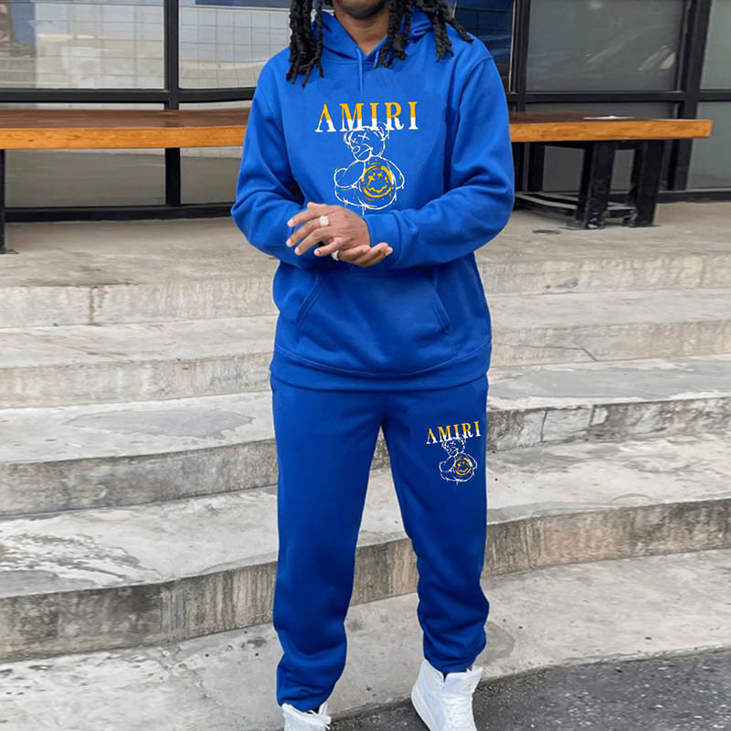 Men Casual Tracksuit Hoodies Sets Solid Patchwork Autumn