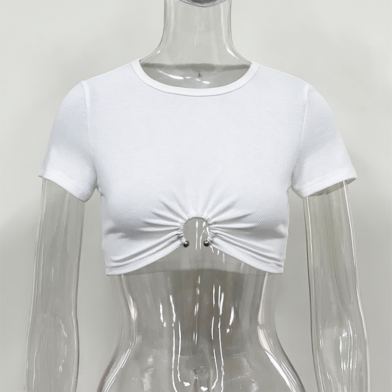 Tシャツ・カットソー Off-White SS25 RIB TEE CROP (OWAA081C99JER004 0110) Off Stamp Rib Cropped Tee in WHITE for Women | Off-White™
