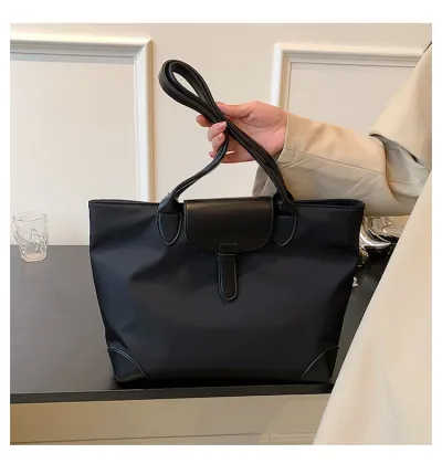 Women Fashion Colorblock Large Capacity Shoulder Oxford Cloth Tote Bag