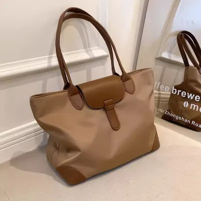 Women Fashion Colorblock Large Capacity Shoulder Oxford Cloth Tote Bag