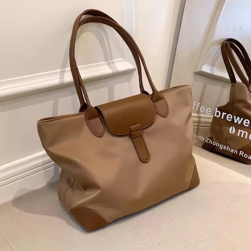 Women Fashion Colorblock Large Capacity Shoulder Oxford Cloth Tote Bag
