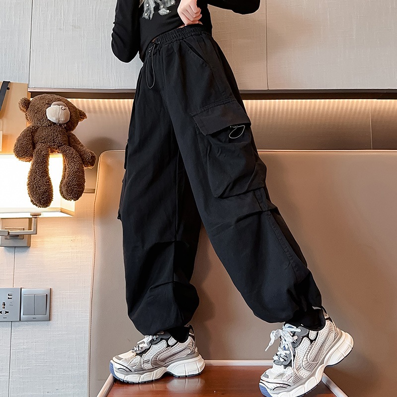 Wholesale Kids Teen Girl Casual Solid Color Multi-Pocket