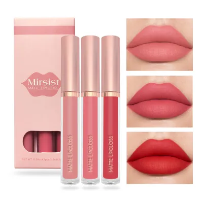Nude Lipgloss Women Fashion Durable Non-Stick Cup Velvet Lip Glaze 3-Set