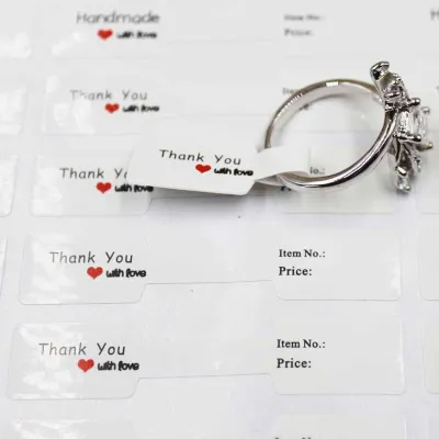 100pcs Jewelry Packaging Thank You Sticker Card Round Kraft Paper