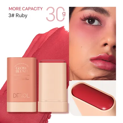 DEROL Women Natural Nude Makeup Brightening Blush Cream Tricolor Matte