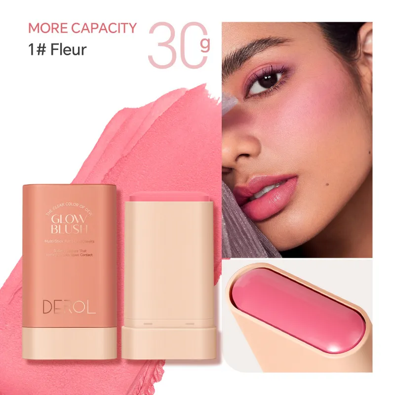 DEROL Women Natural Nude Makeup Brightening Blush Cream Tricolor Matte