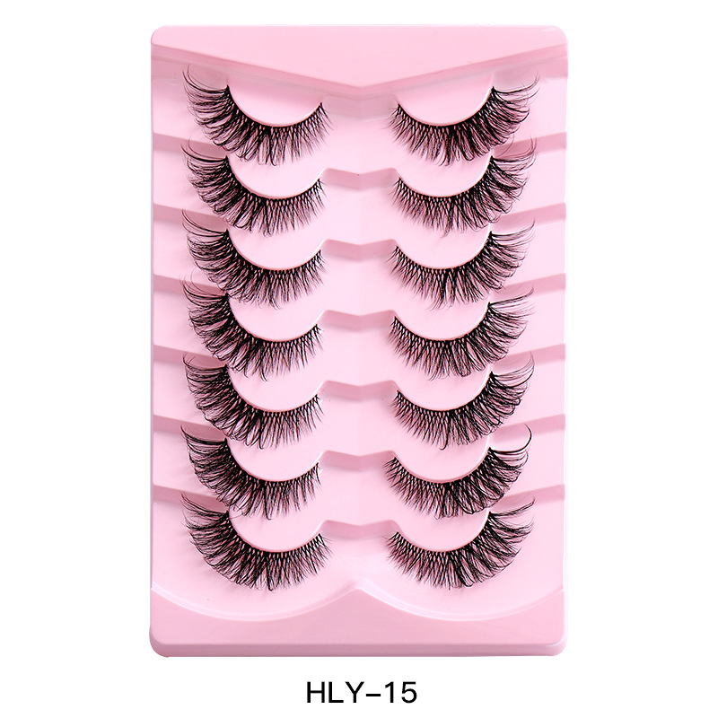 Wholesale Women Fashion Thick Curled Eye Tail Long 7 Pair