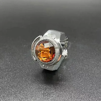 Unisex Fashion Flap Round Gem Mini Ring Watch Stainless Steel Alloy Casual