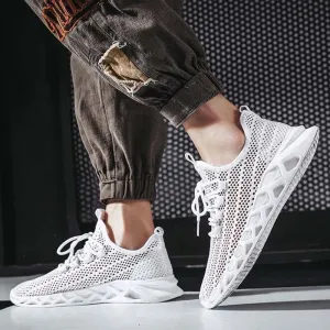 Men Fashion Casual Sports Colors Mesh Cloth Lace-Up Low Top Sneakers