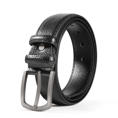 Men Business PU Metal Square Pin Buckle Belt
