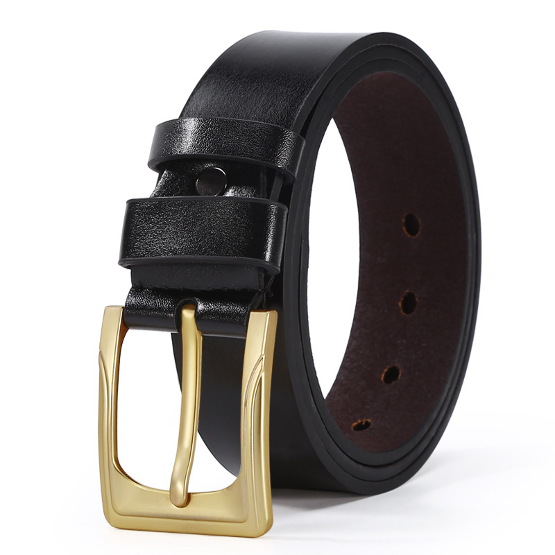 Wholesale Men Business Cowhide Metal Square Pin Buckle Belt